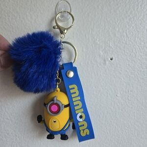 Minions Despicable Me Pom Pom Wristlet Keychain Bag Charm Accessory-Handmade Toy